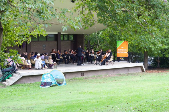 Performers sharing the shelter with the audience.